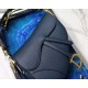 Dior Saddle Bag In Indigo Blue Grained Calfskin