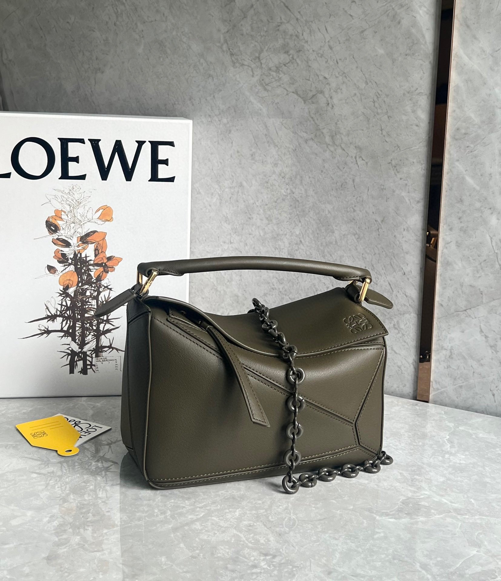 Loewe Puzzle Small Bag In Dark Green Classic Calfskin