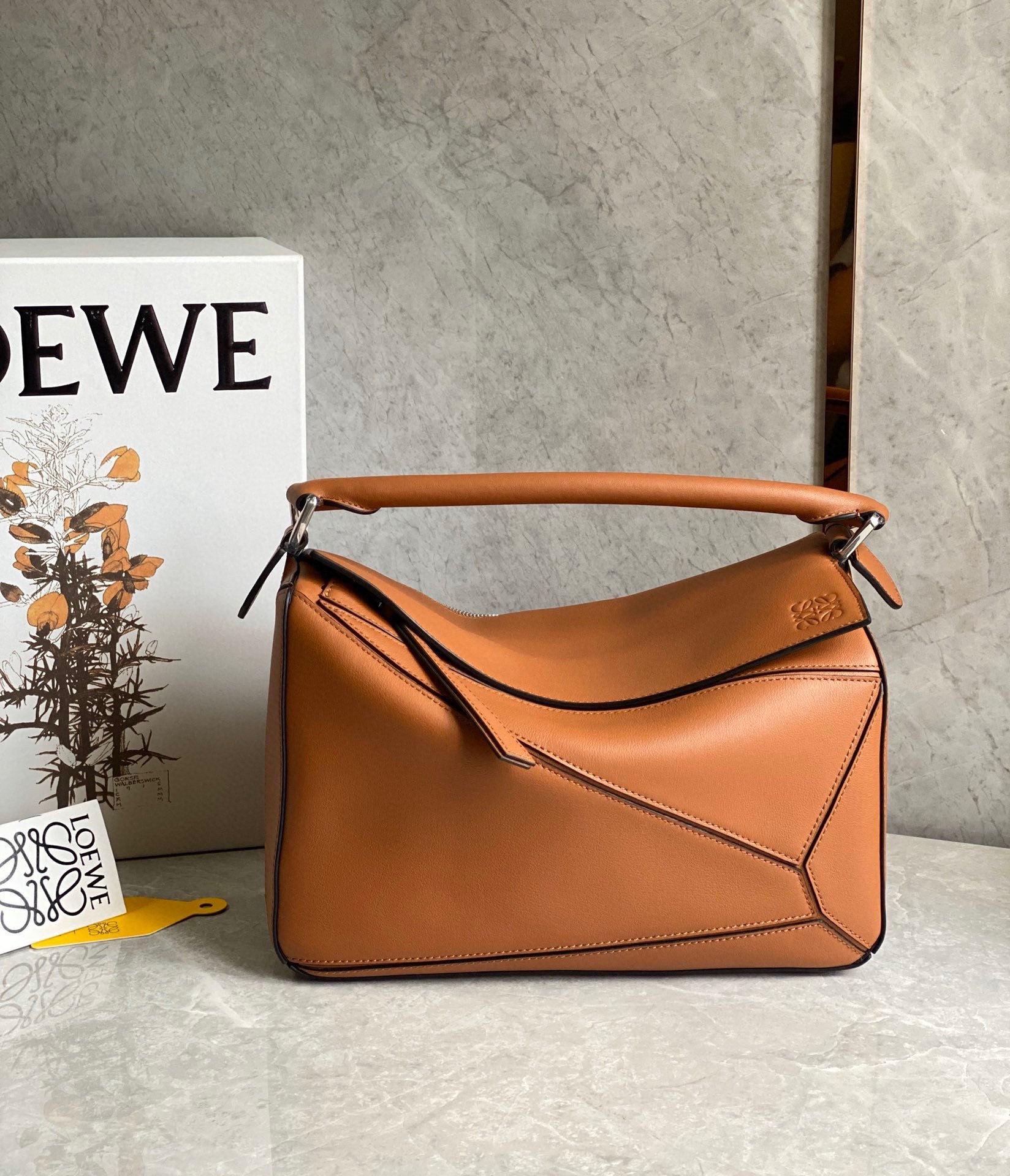 Loewe Puzzle Medium Bag In Brown Classic Calfskin