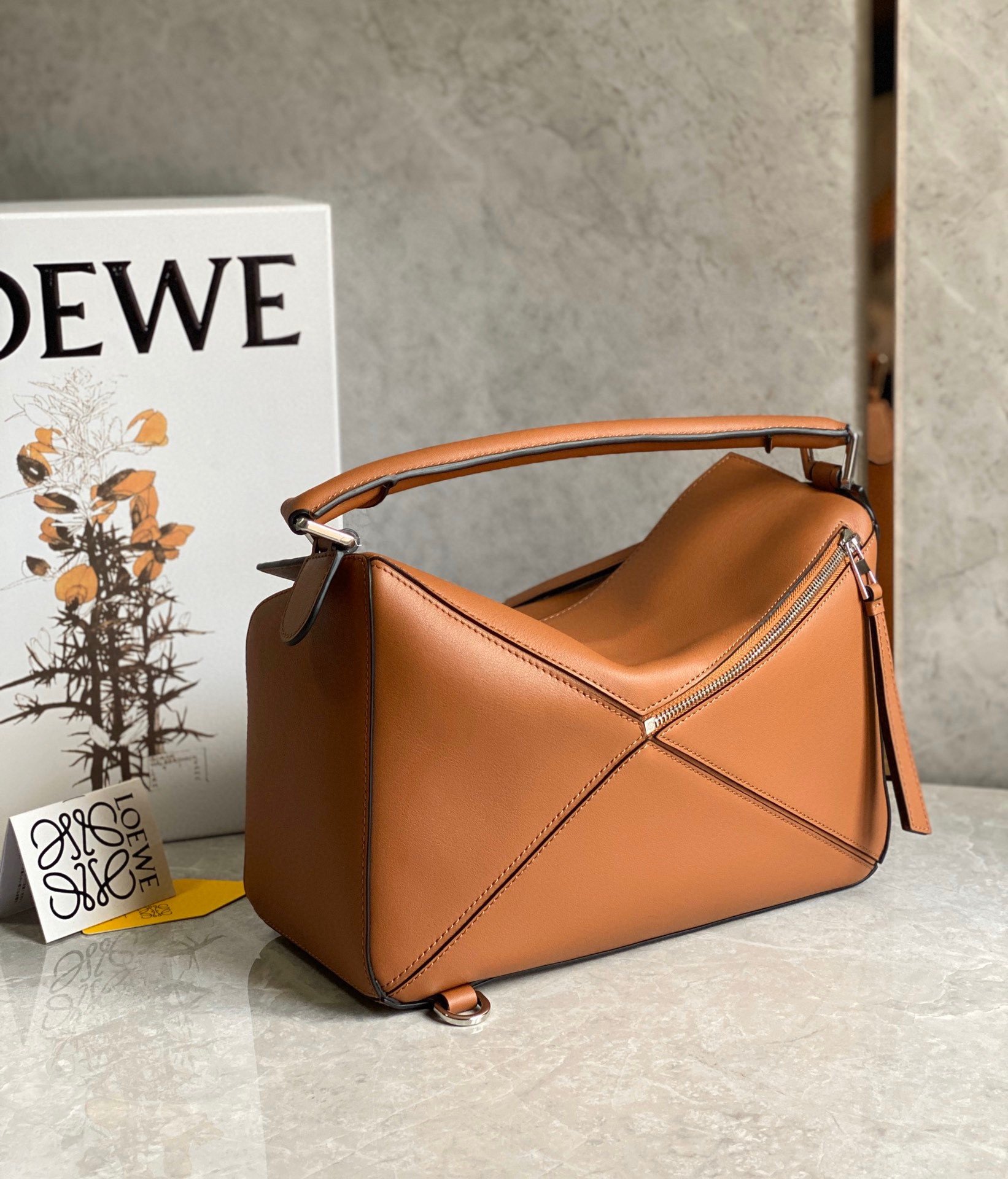 Loewe Puzzle Medium Bag In Brown Classic Calfskin