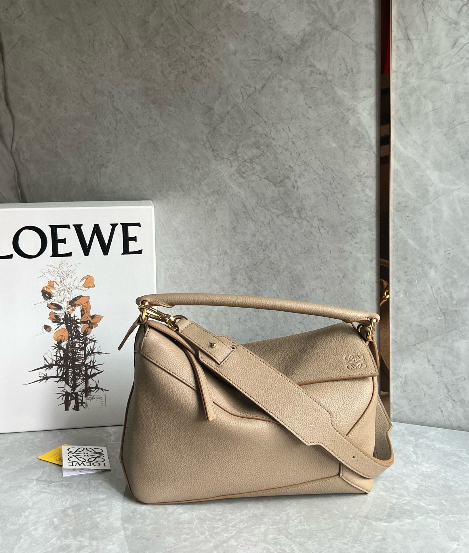 Loewe Puzzle Medium Bag In Sand Grained Calfskin