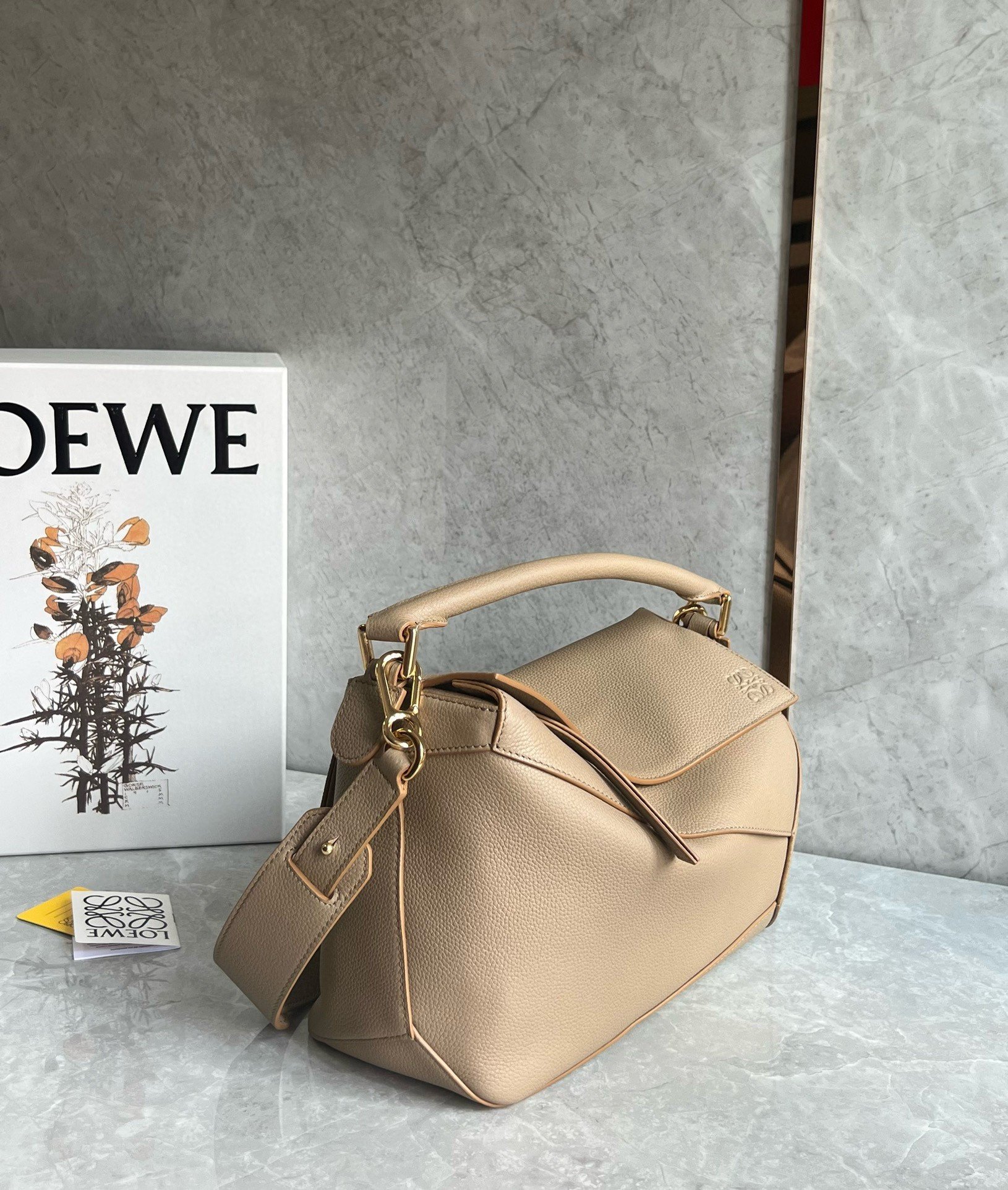 Loewe Puzzle Medium Bag In Sand Grained Calfskin