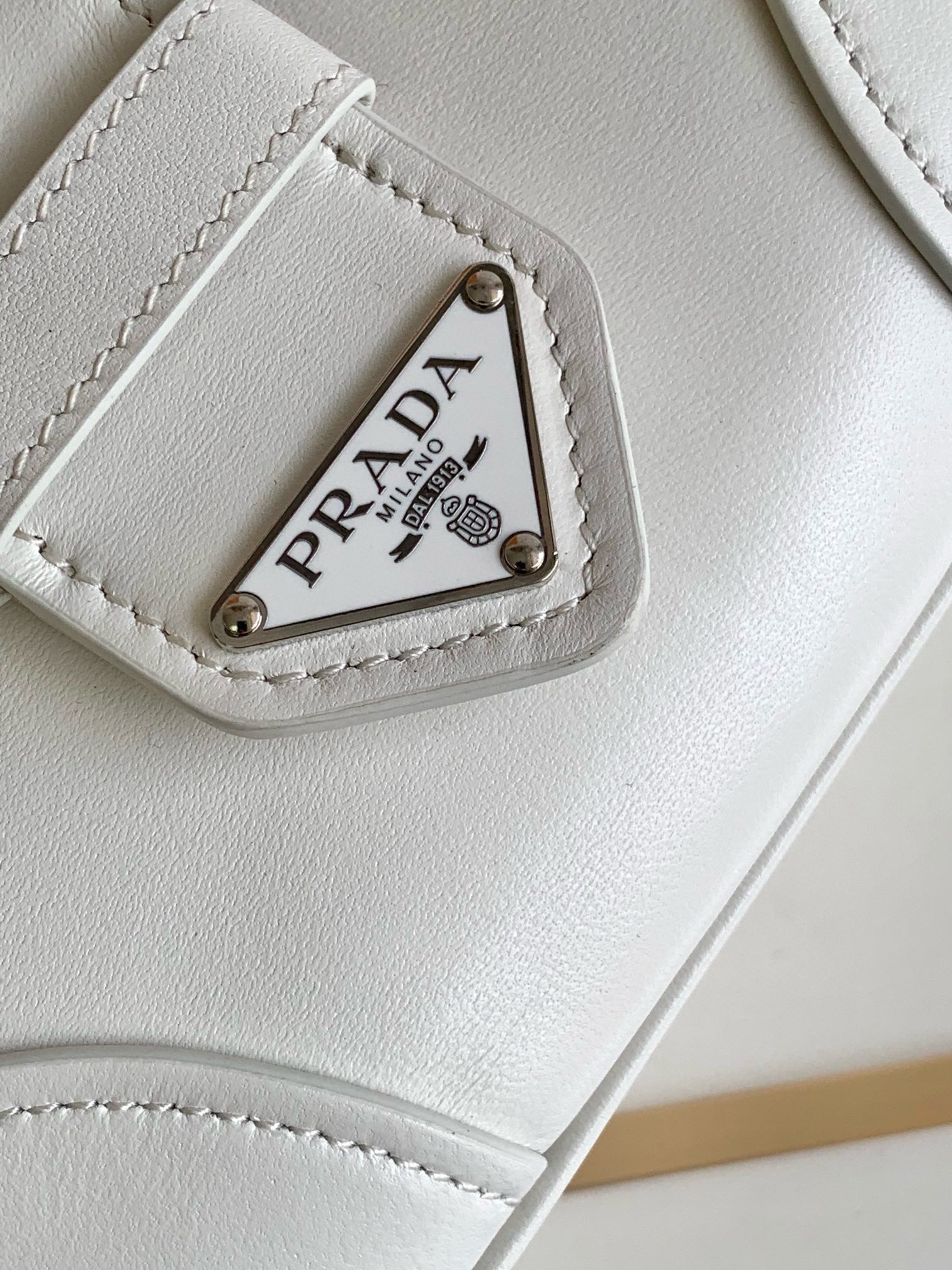 Prada Moon Bag in White Padded Nappa Leather