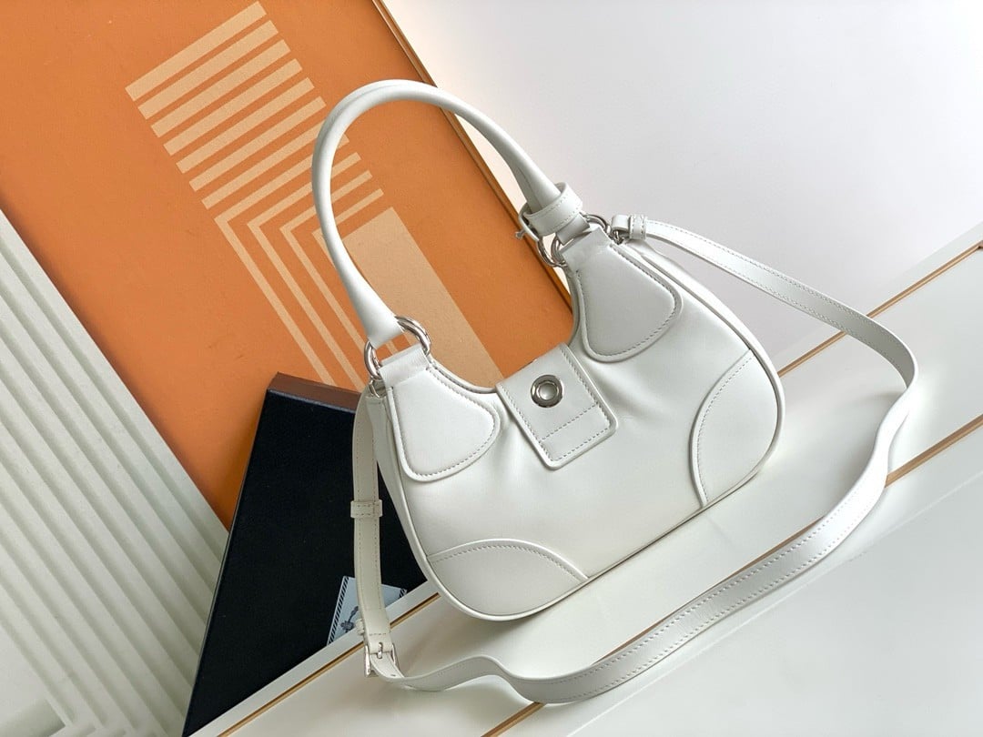 Prada Moon Bag in White Padded Nappa Leather