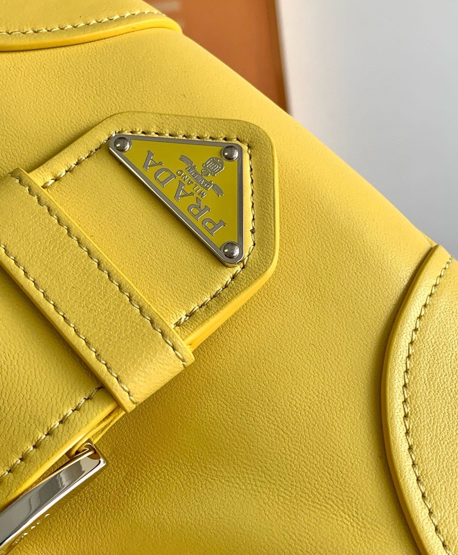 Prada Moon Bag in Yellow Padded Nappa Leather