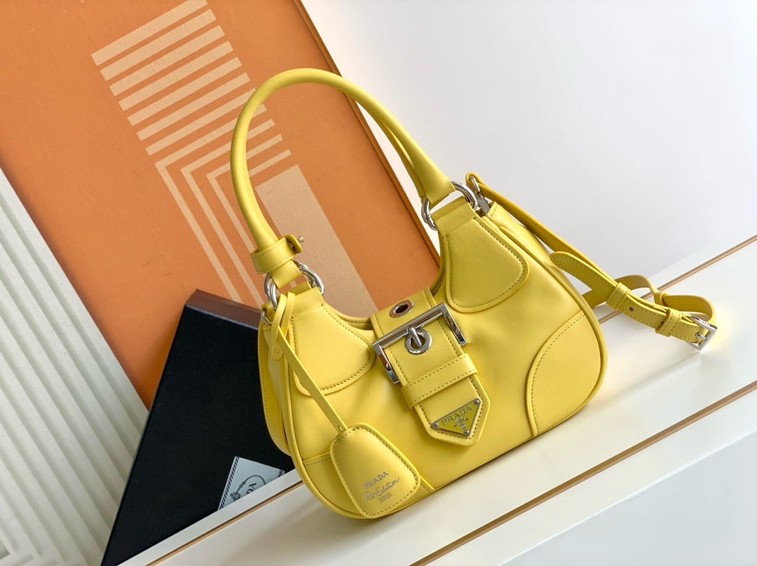 Prada Moon Bag in Yellow Padded Nappa Leather