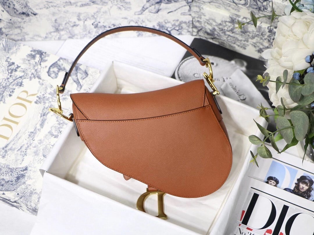 Dior Saddle Bag In Dark Tan Grained Calfskin