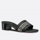 Dior Dway Heeled Black Slides with Metallic Thread and Strass