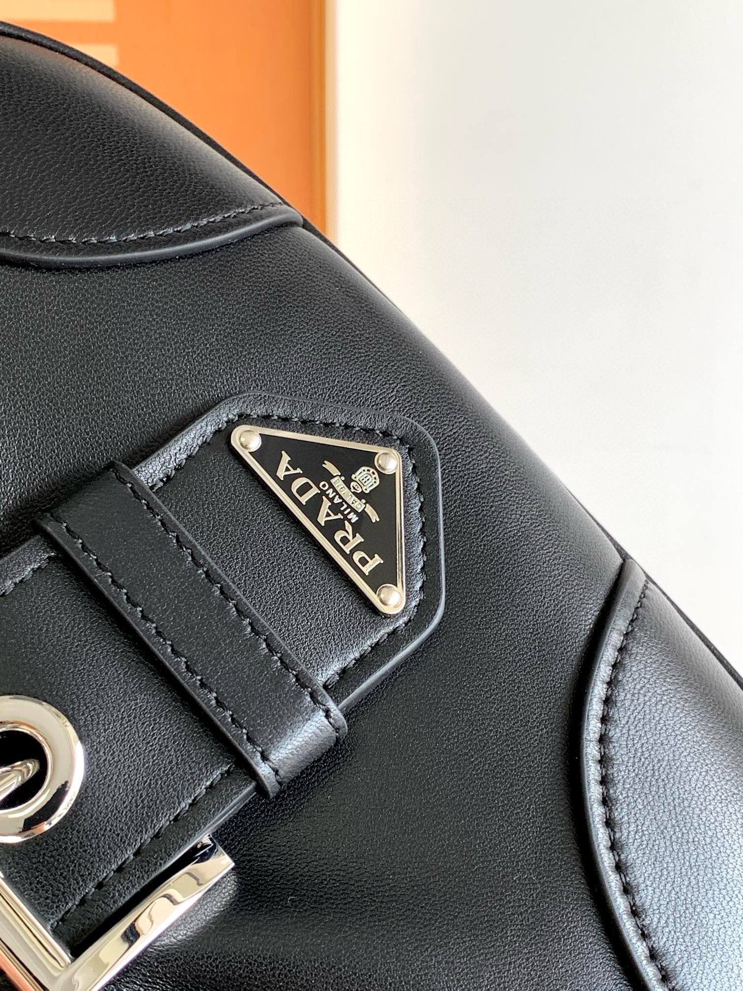 Prada Moon Bag in Black Re-Nylon and Leather