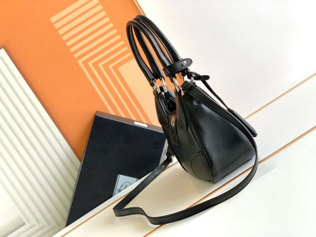 Prada Moon Bag in Black Re-Nylon and Leather