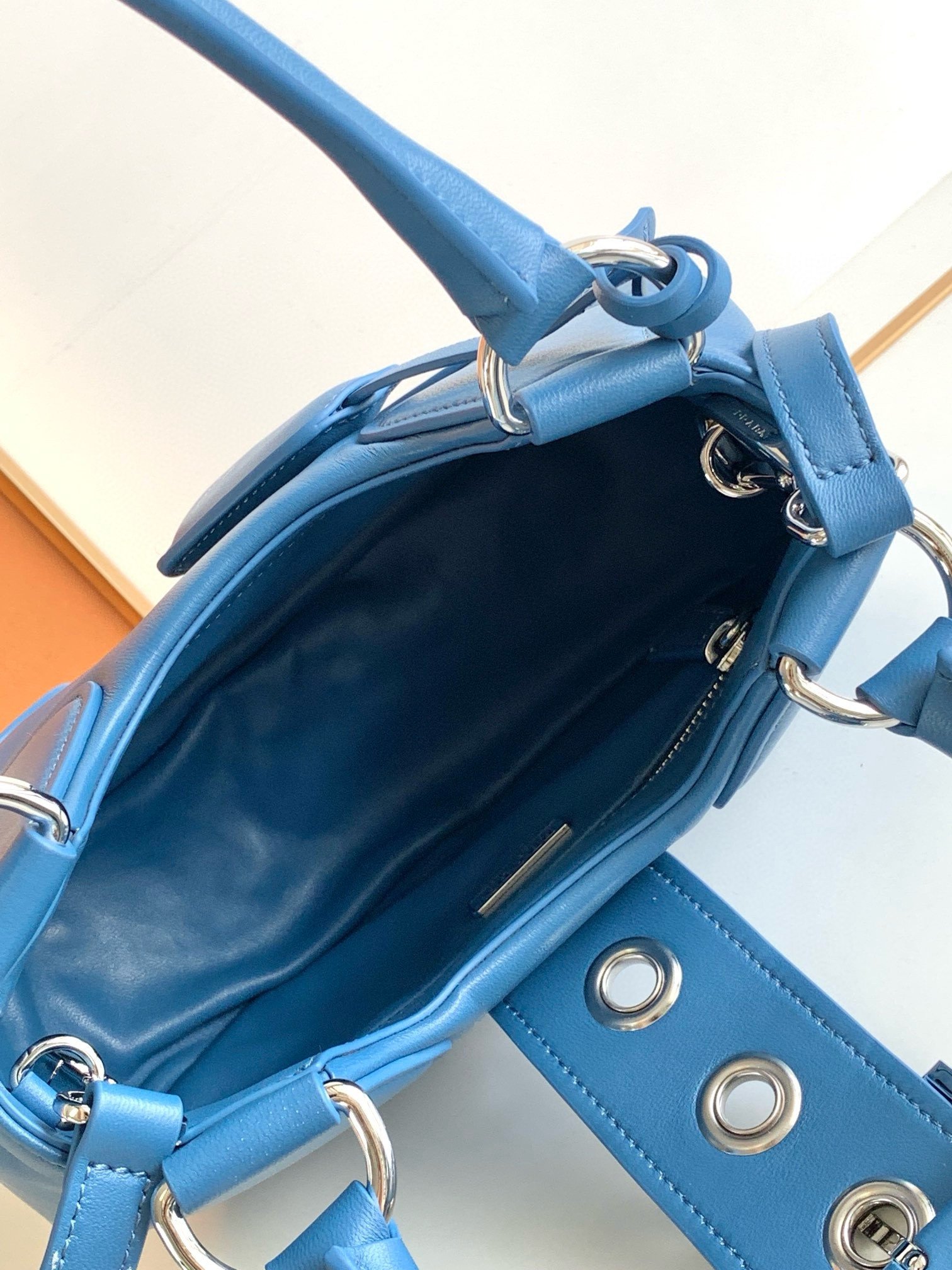 Prada Moon Bag in Blue Padded Nappa Leather