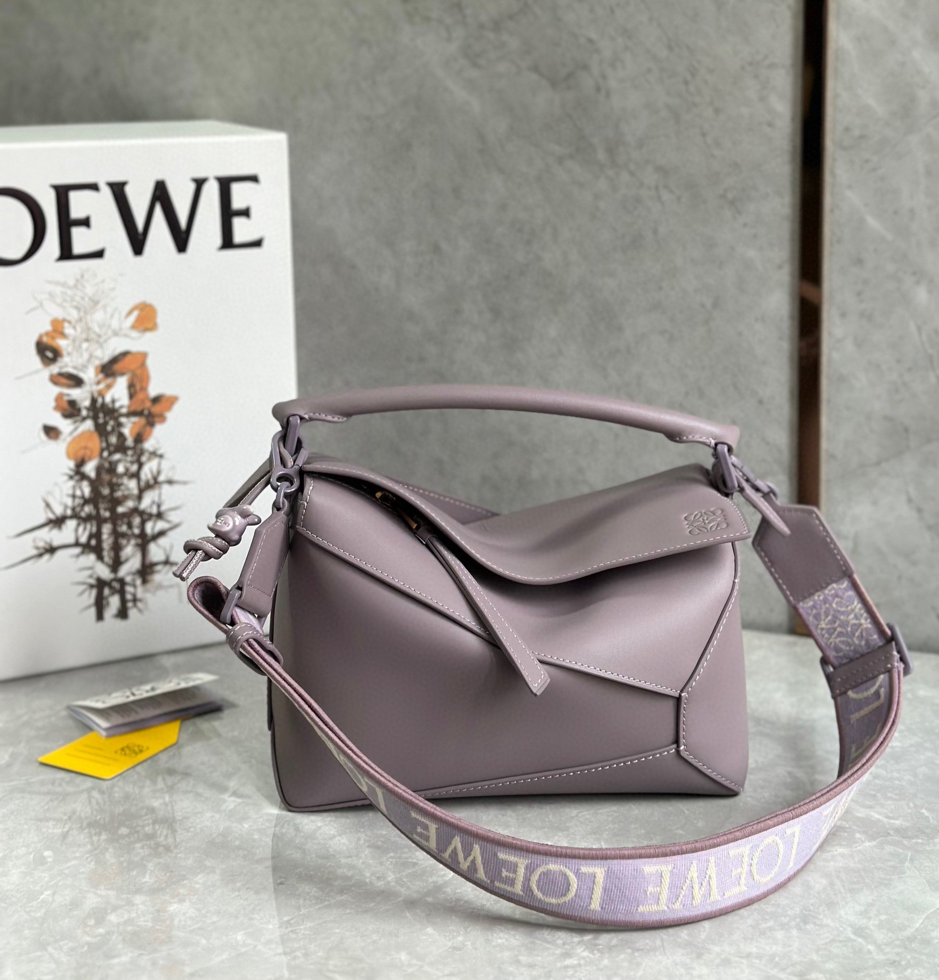 Loewe Puzzle Edge Small Bag In Pale Aubergine Satin Calfskin