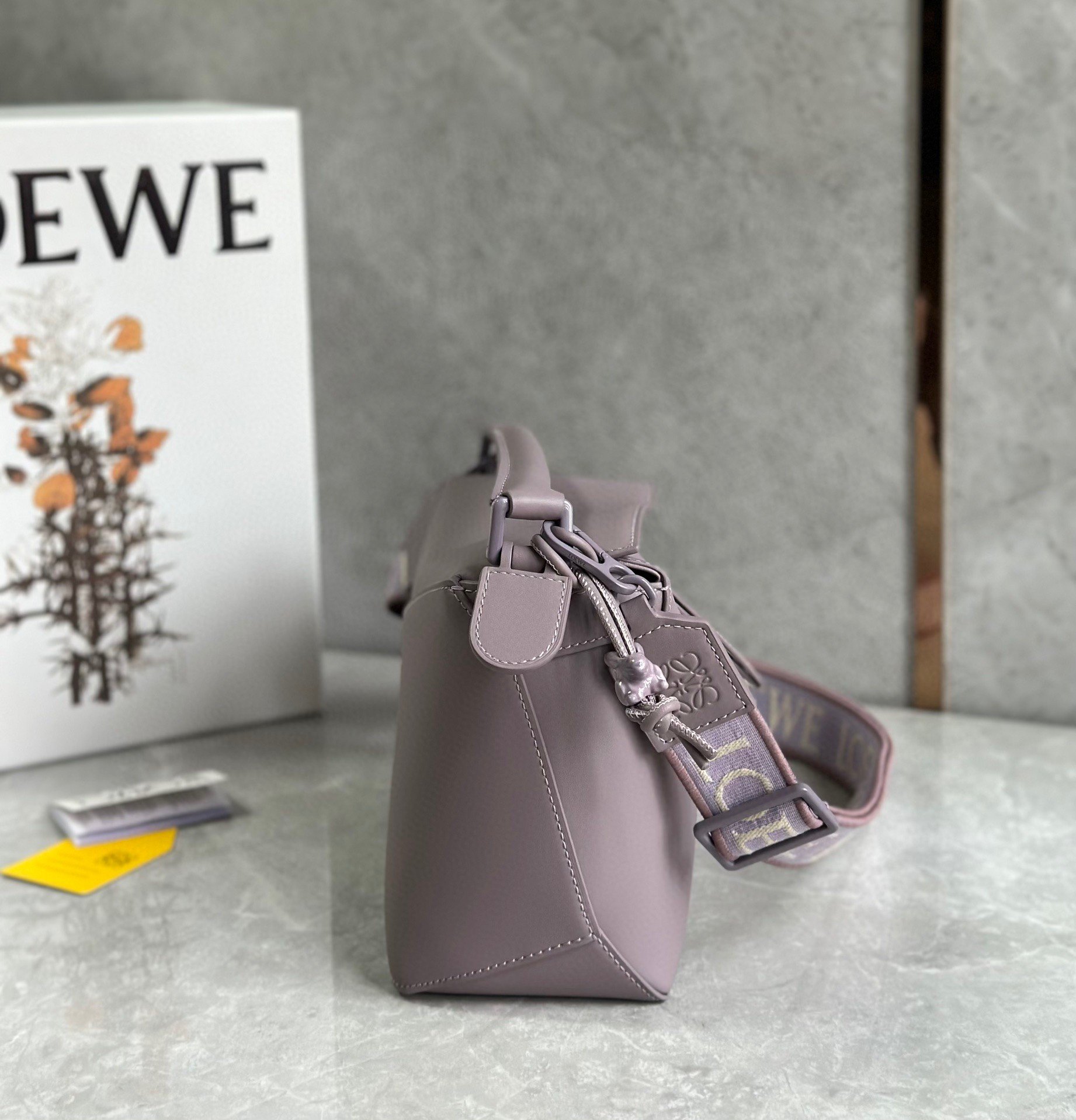 Loewe Puzzle Edge Small Bag In Pale Aubergine Satin Calfskin