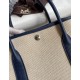 Hermes Garden Party 30 Handmade Bag in Toile and Blue Leather