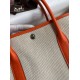 Hermes Garden Party 30 Handmade Bag in Toile and Orange Leather