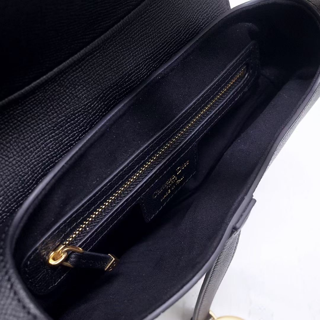 Dior Saddle Bag In Black Grained Calfskin