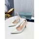 Prada Slingbacks Pumps 95mm In White Patent Leather