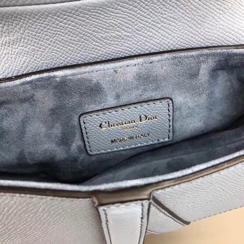 Dior Saddle Bag In Sky Blue Grained Calfskin