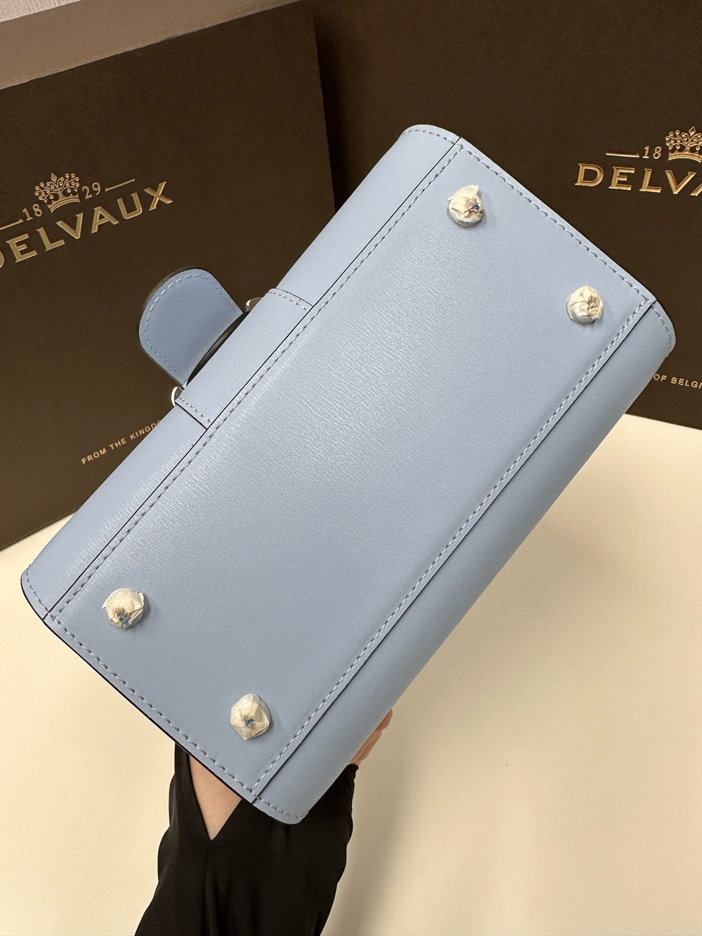 Delvaux Brillant Mini Bag in Azure Box Calf Leather