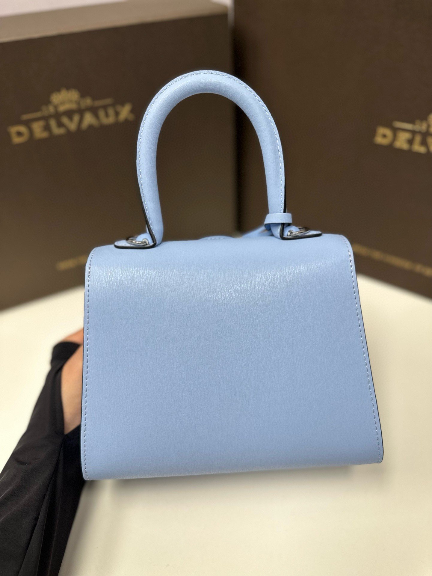 Delvaux Brillant Mini Bag in Azure Box Calf Leather