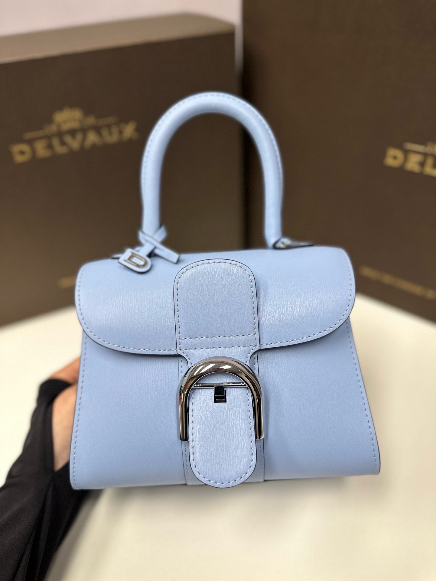 Delvaux Brillant Mini Bag in Azure Box Calf Leather