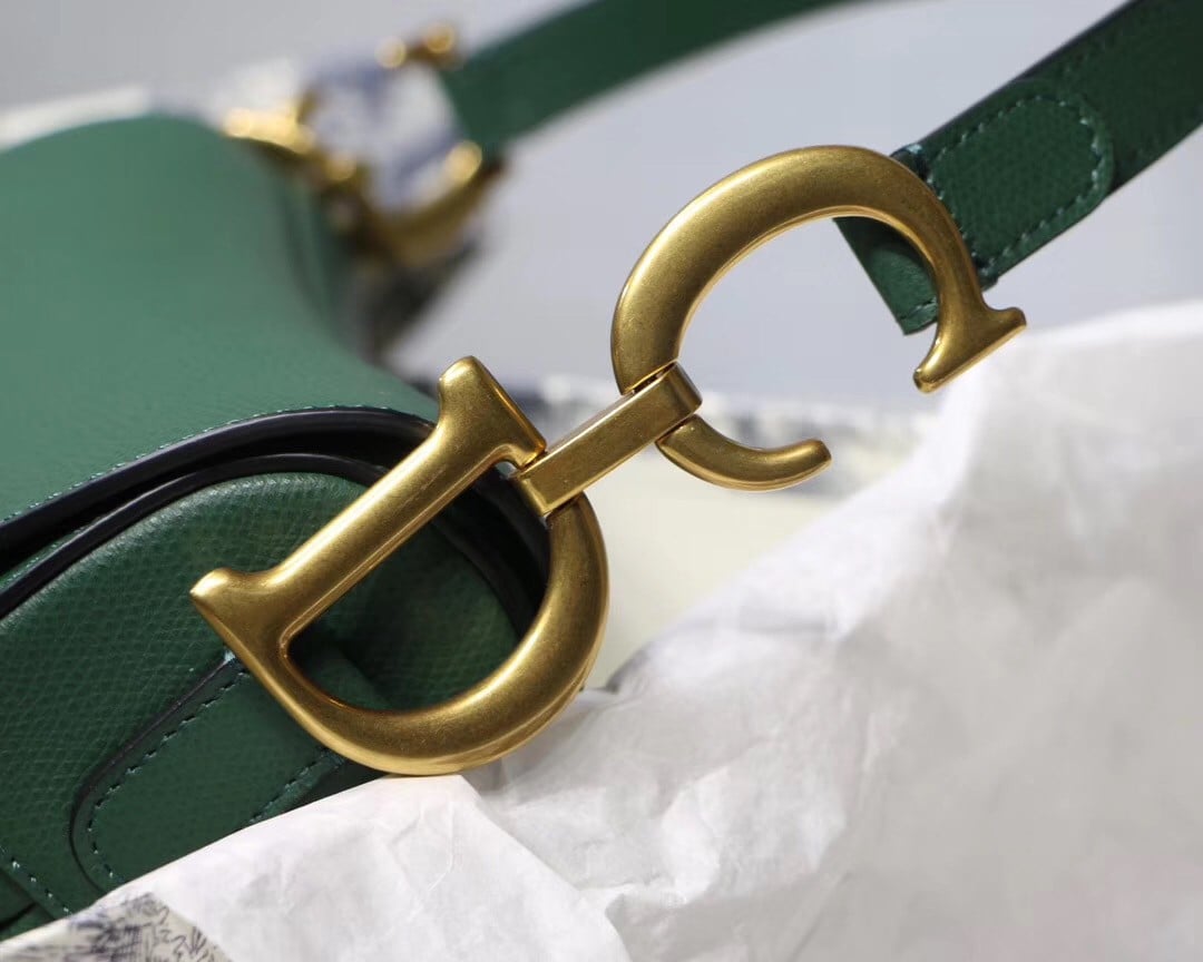 Dior Saddle Bag In Green Grained Calfskin