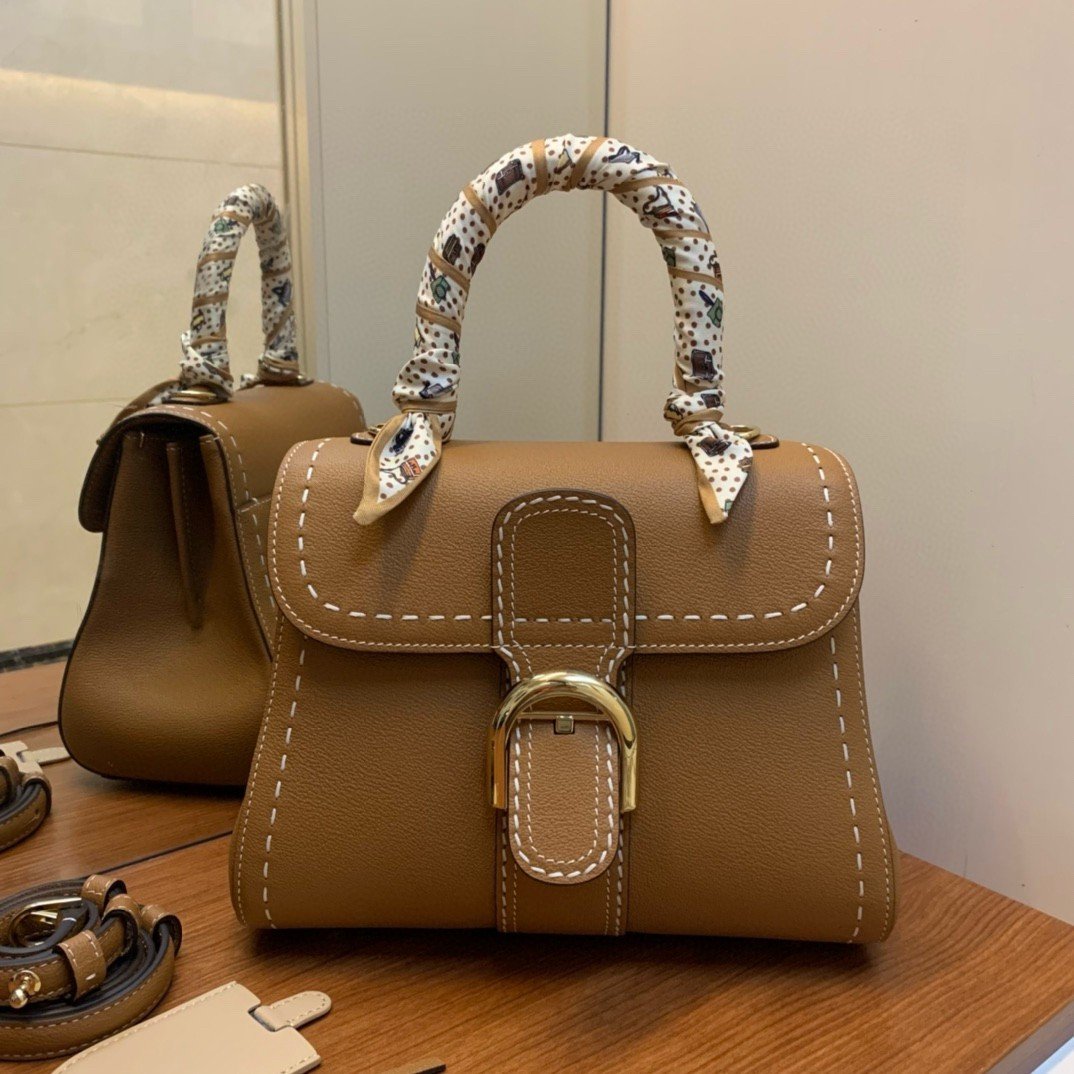 Delvaux Brillant PM Surpique Bag in Brown Rodeo Calf Leather