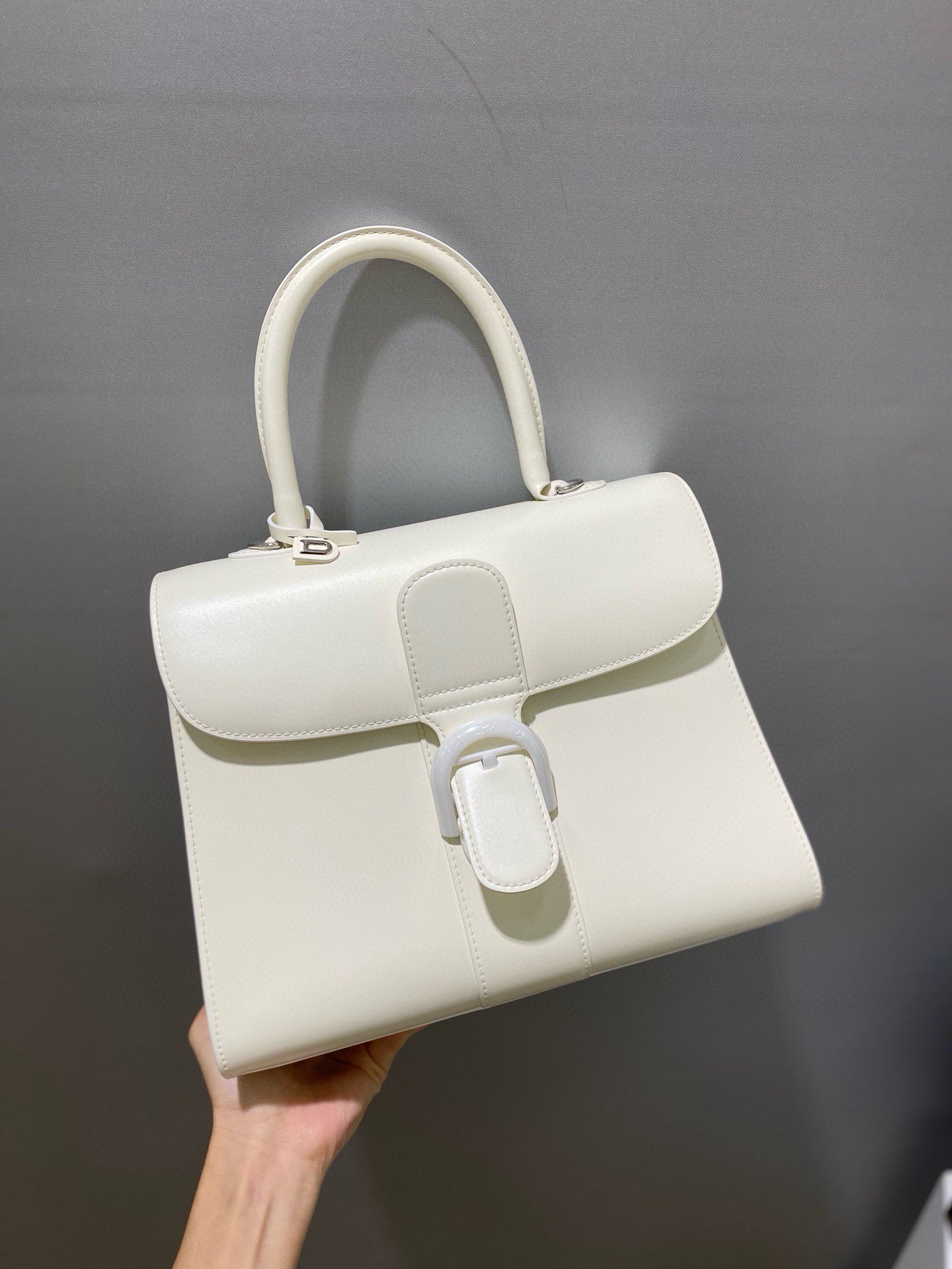 Delvaux Brillant MM Bag in Ivory Box Calf Leather