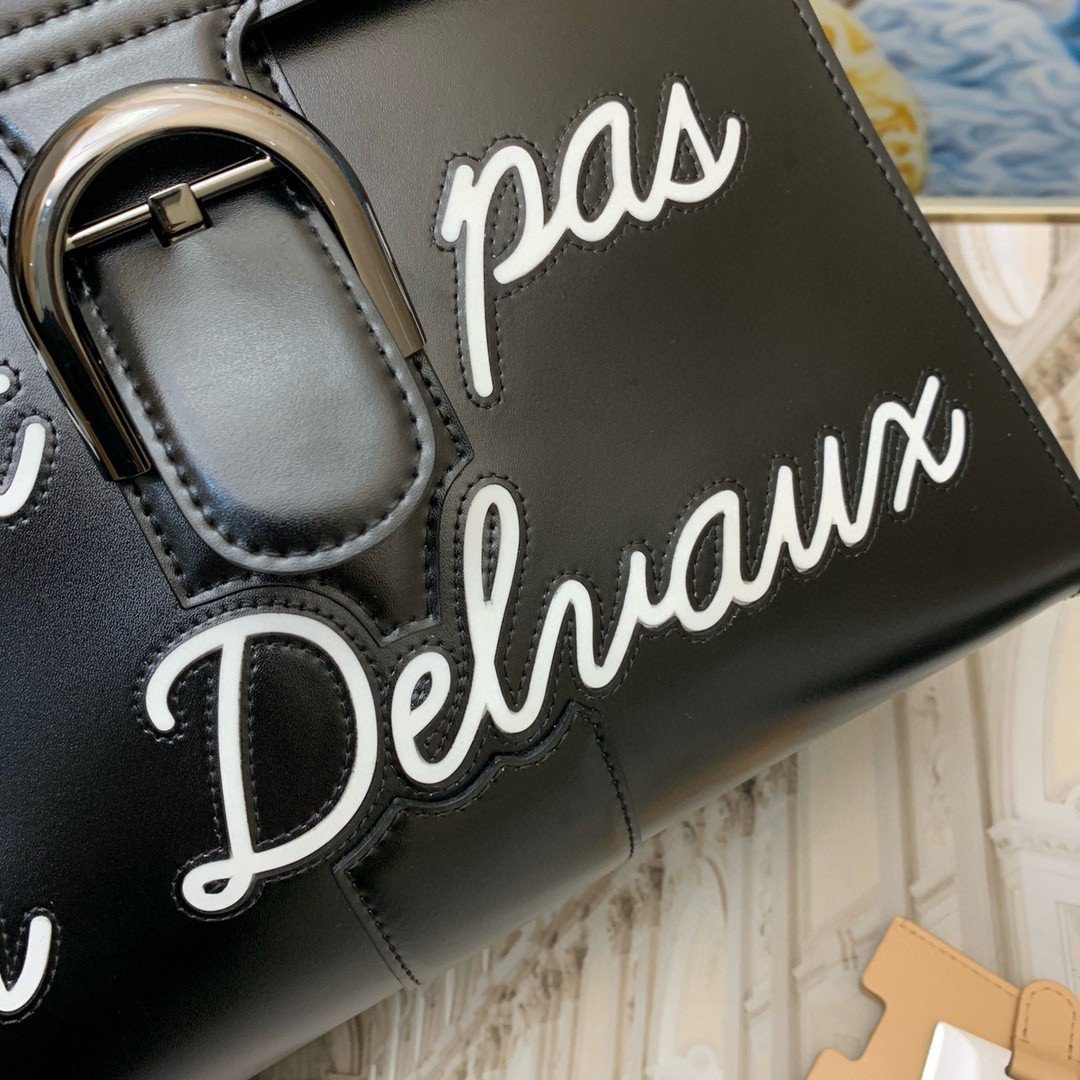 Delvaux Brillant L'Humour MM Bag in Black Box Calf Leather