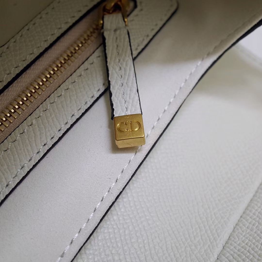 Dior Saddle Bag In White Grained Calfskin