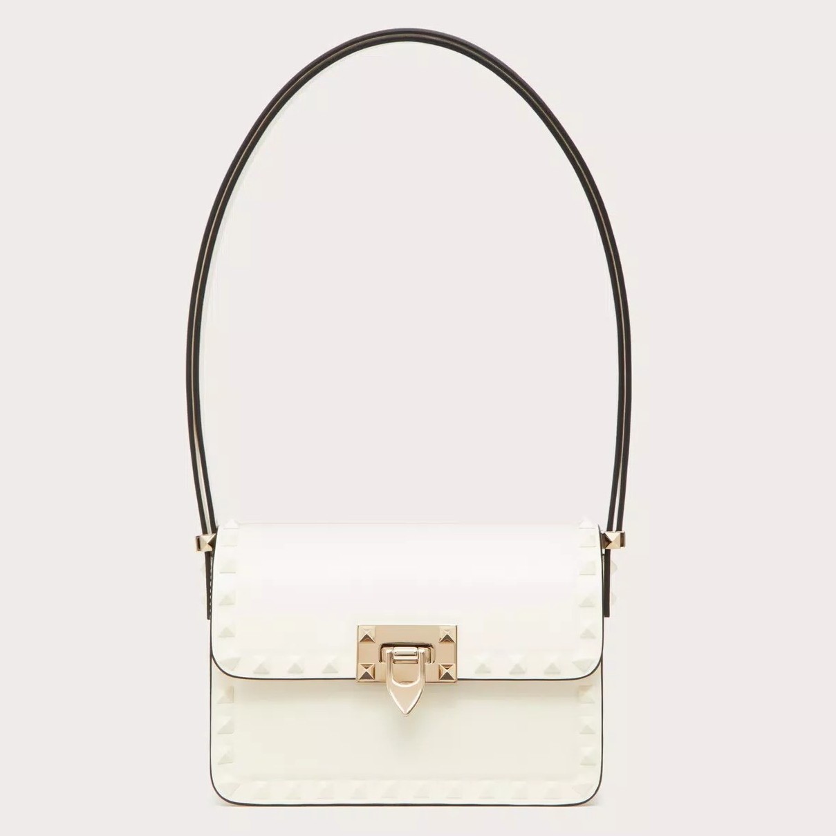 Valentino Rockstud23 Small Shoulder Bag in White Calfskin