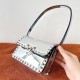 Valentino Rockstud23 Small Shoulder Bag in Silver Calfskin