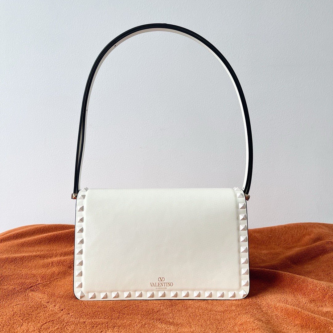 Valentino Rockstud23 Shoulder Bag in White Calfskin