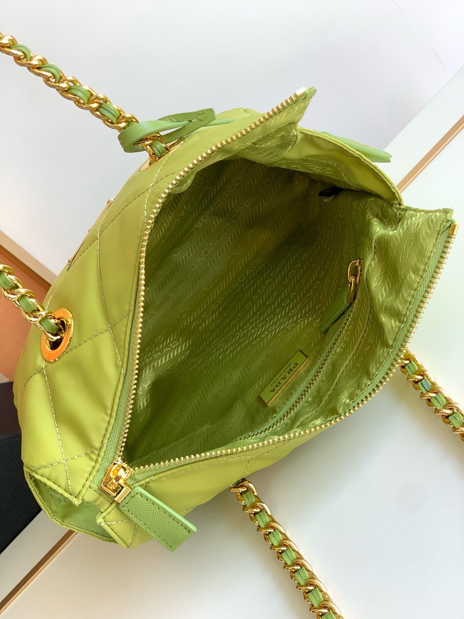 Prada Re-Edition 1995 Tote Bag in Lime Green Re-Nylon