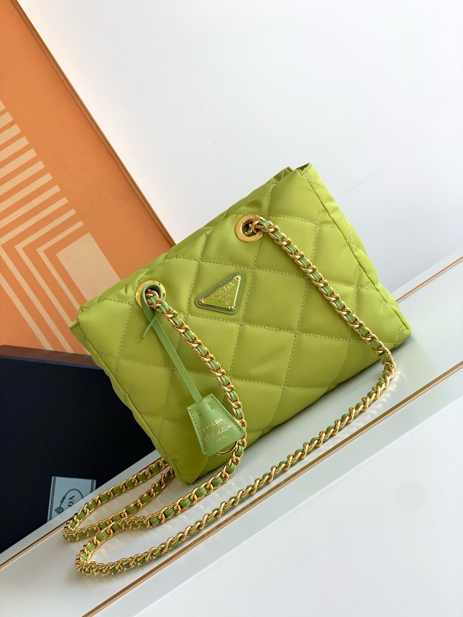 Prada Re-Edition 1995 Tote Bag in Lime Green Re-Nylon