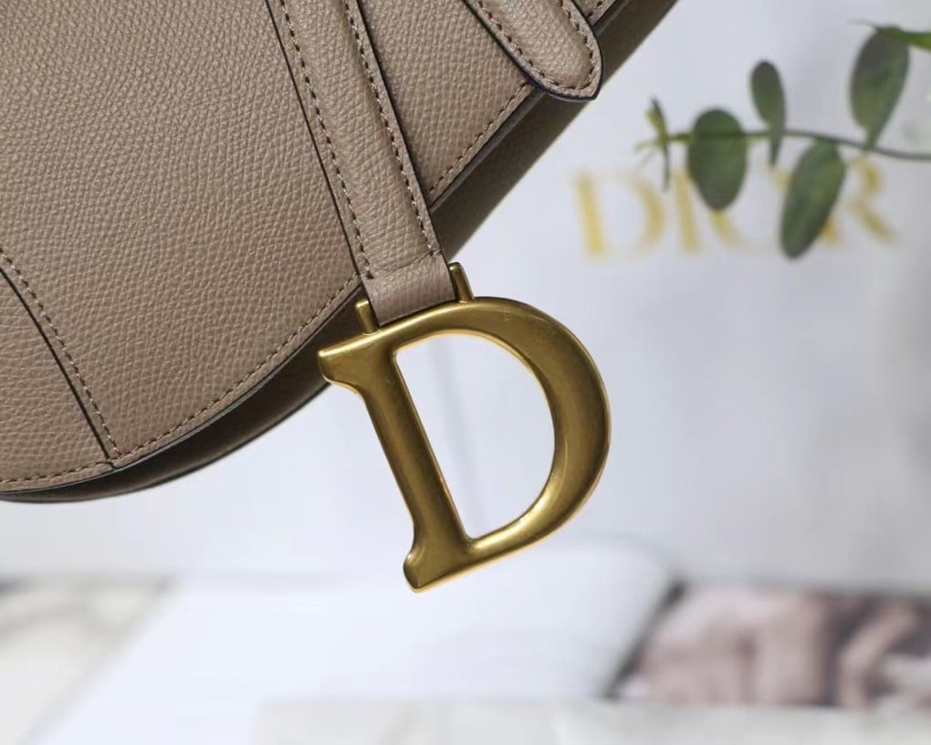 Dior Saddle Bag In Warm Taupe Grained Calfskin