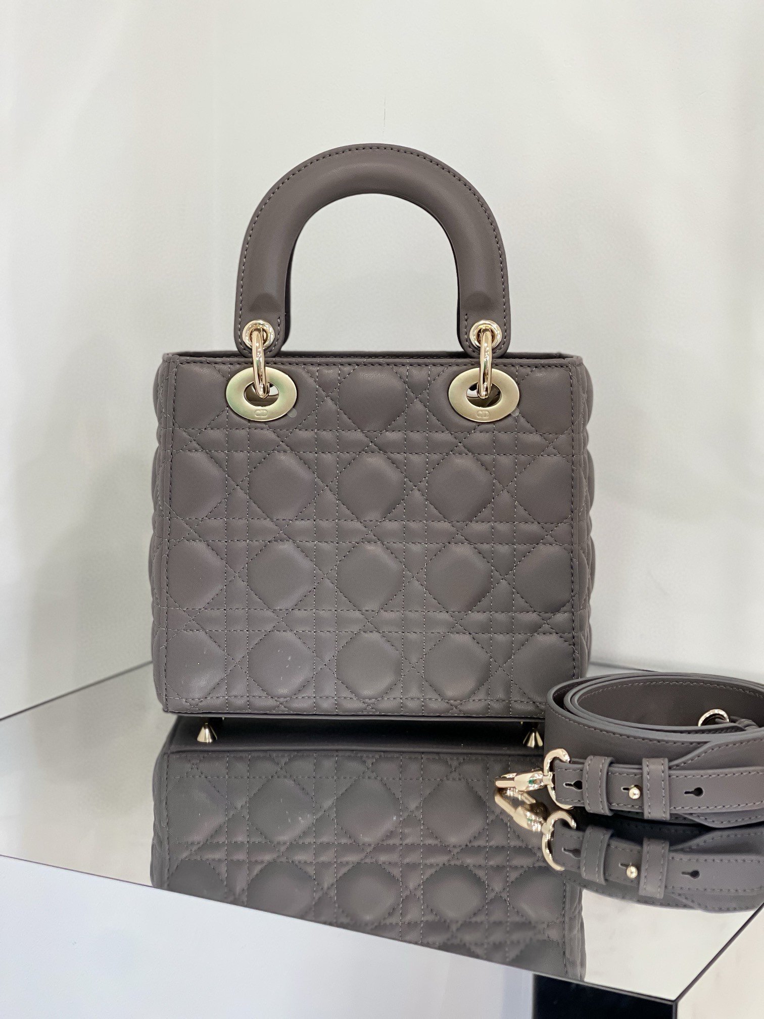 Dior Small Lady Dior My ABCDior Bag in Steel Grey Lambskin