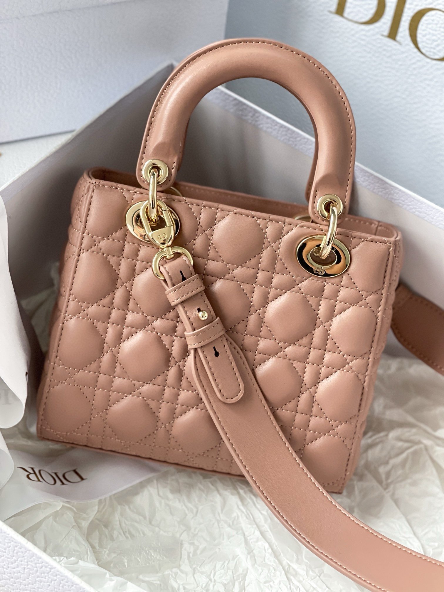 Dior Small Lady Dior My ABCDior Bag in Blush Lambskin