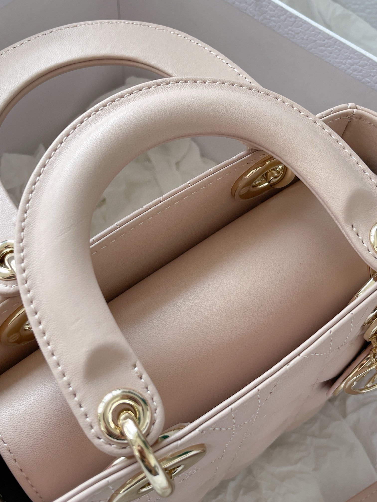 Dior Small Lady Dior My ABCDior Bag in Powder Pink Lambskin