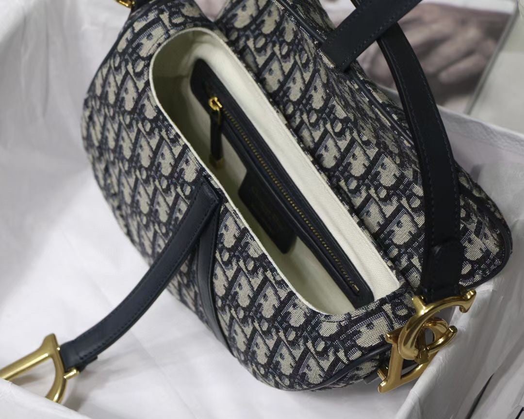 Dior Saddle Bag In Blue Dior Oblique Jacquard