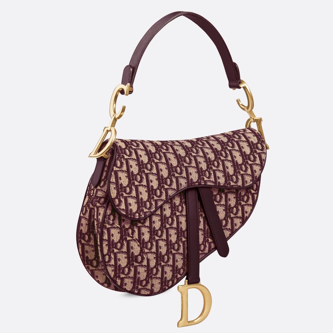 Dior Saddle Bag In Burgundy Dior Oblique Jacquard