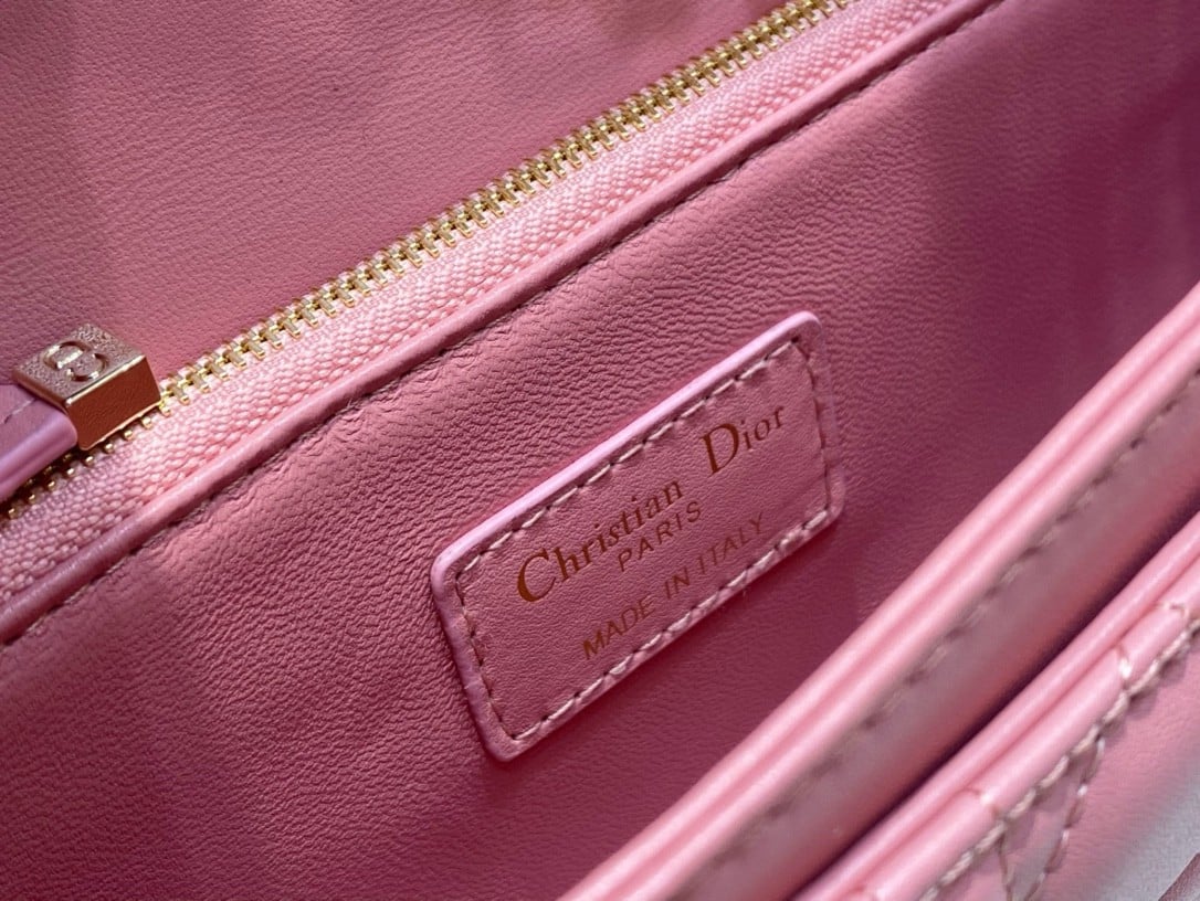 Dior Miss Dior Top Handle Bag in Melocoton Pink Cannage Lambskin