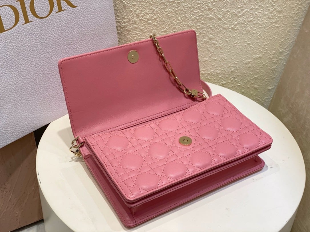 Dior Miss Dior Top Handle Bag in Melocoton Pink Cannage Lambskin