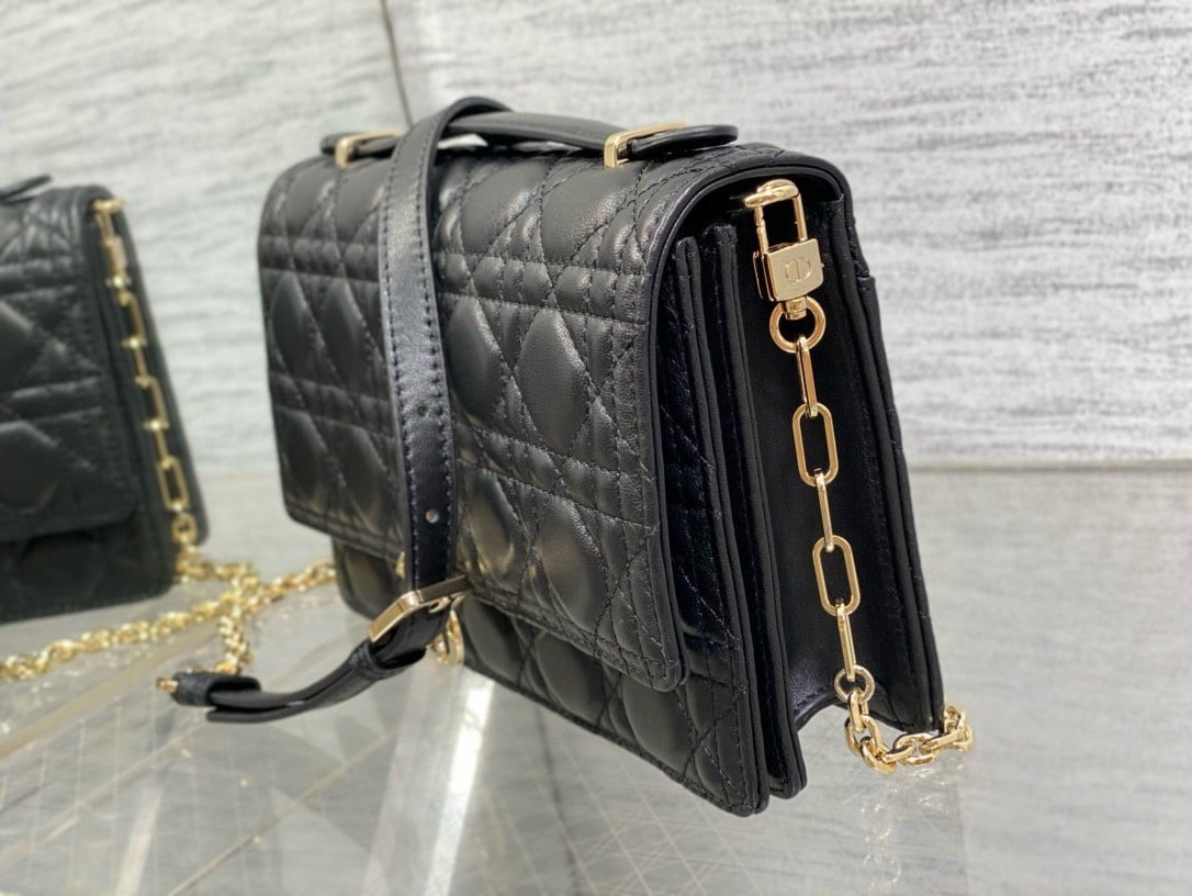 Dior Miss Dior Top Handle Bag in Black Cannage Lambskin