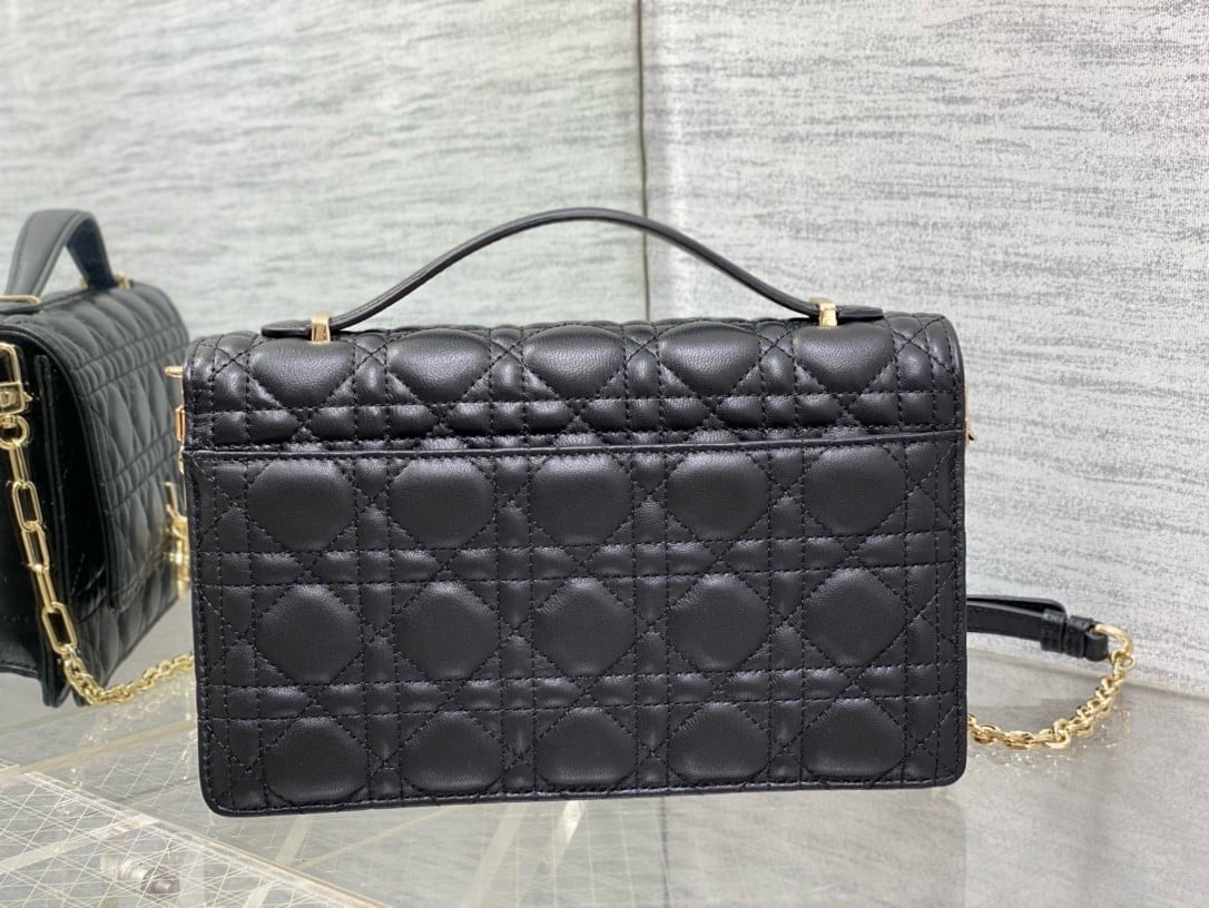 Dior Miss Dior Top Handle Bag in Black Cannage Lambskin