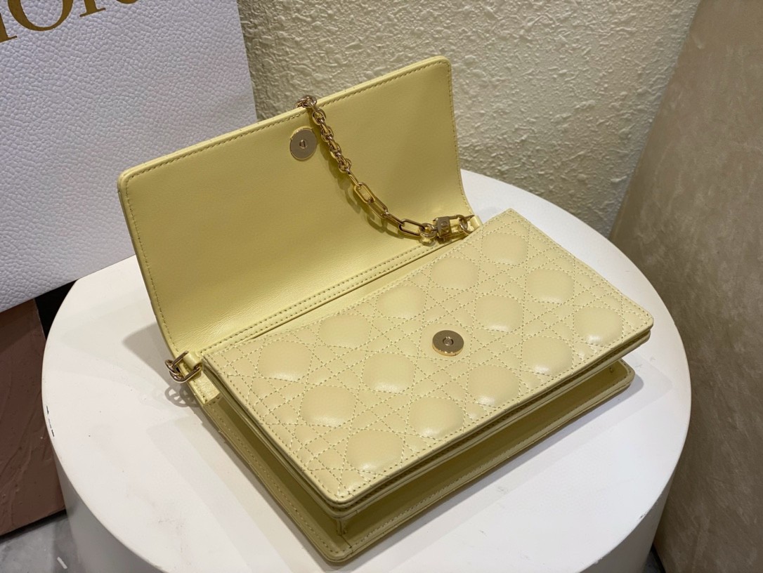 Dior Miss Dior Top Handle Bag in Pastel Yellow Cannage Lambskin