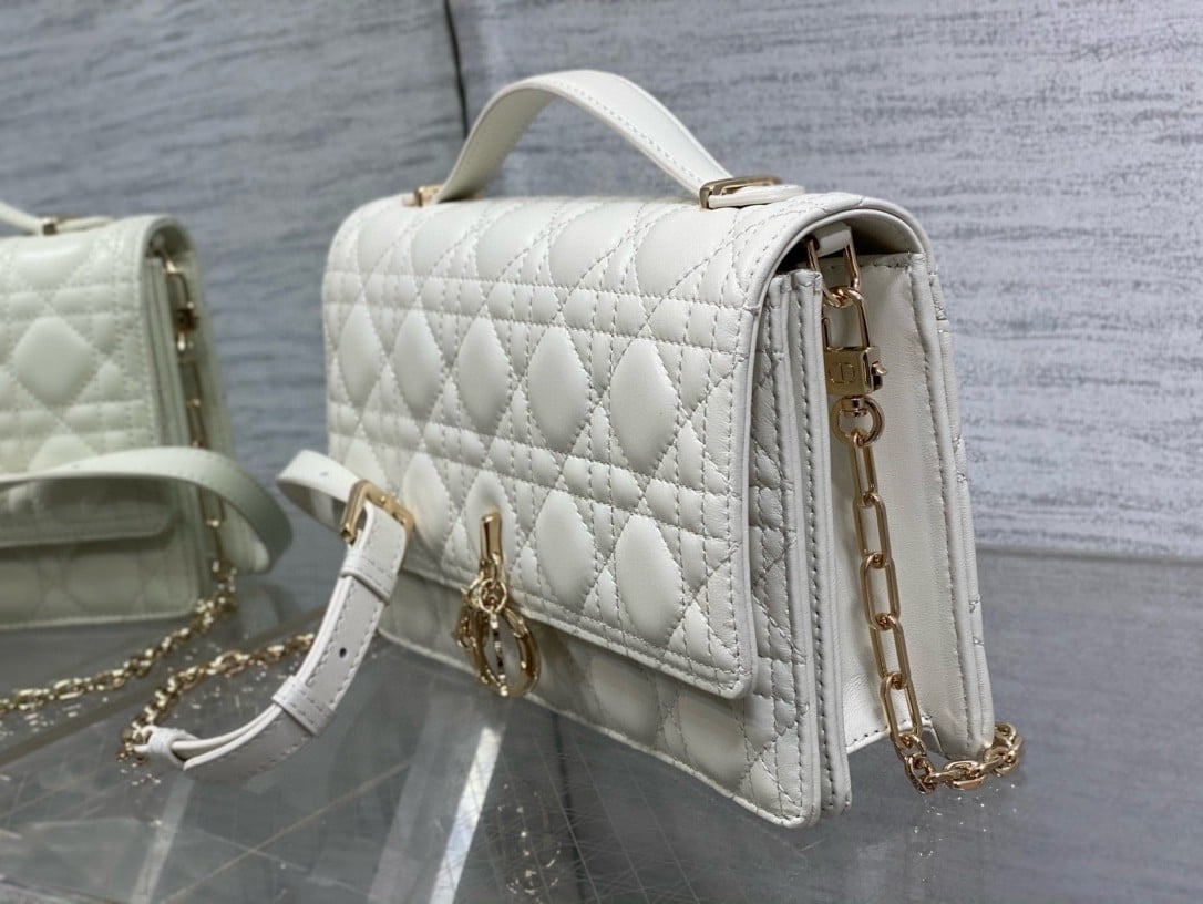 Dior Miss Dior Top Handle Bag in White Cannage Lambskin