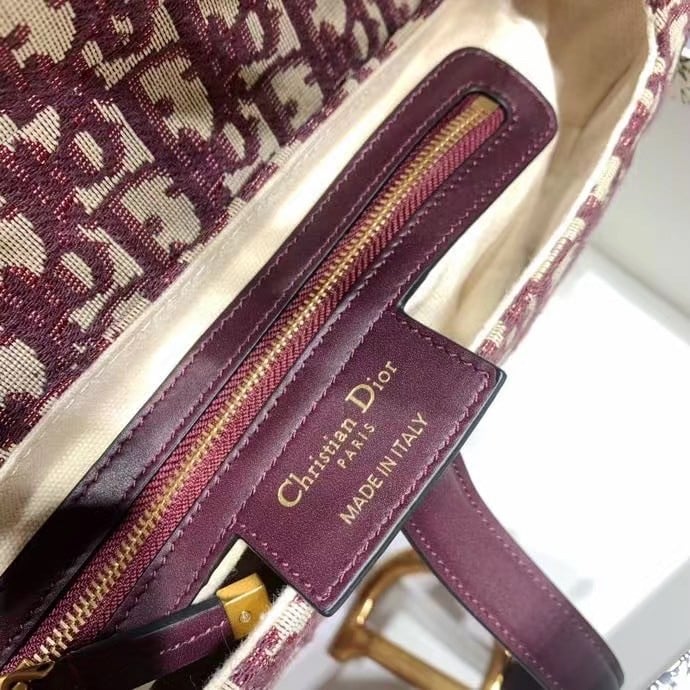 Dior Saddle Bag In Burgundy Dior Oblique Jacquard