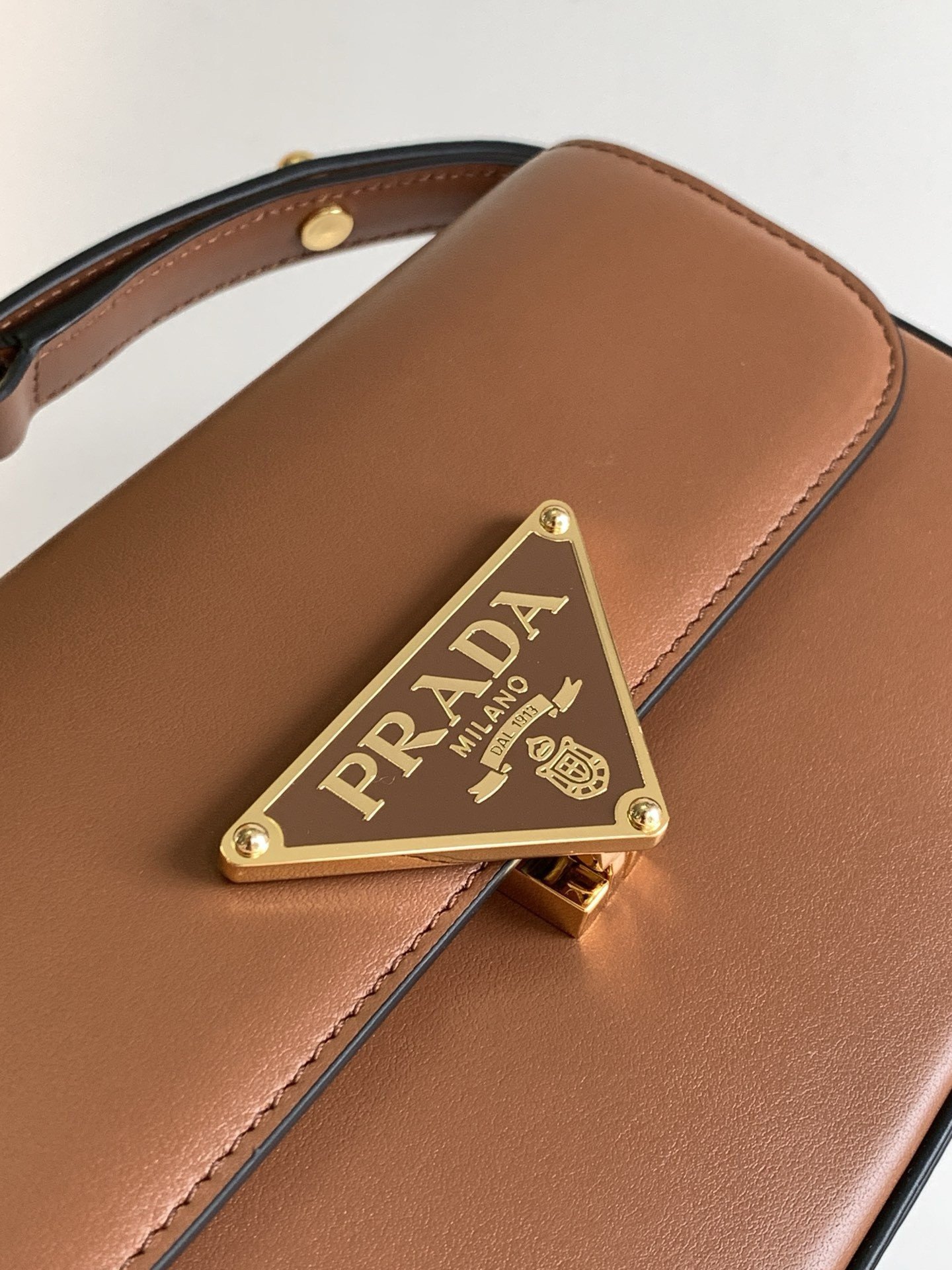 Prada Shoulder Bag in Cognac Smooth Calfskin