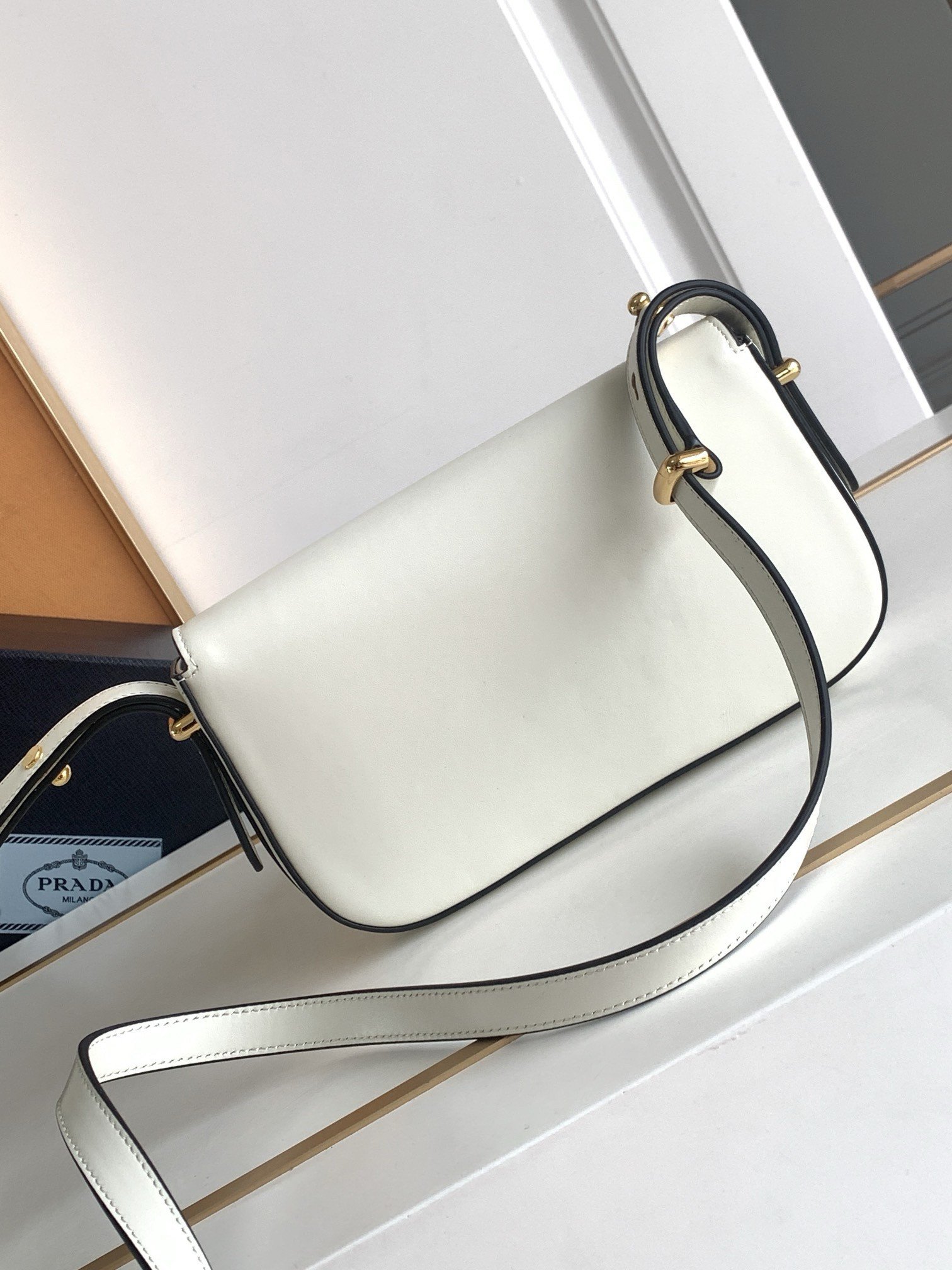 Prada Shoulder Bag in White Smooth Calfskin